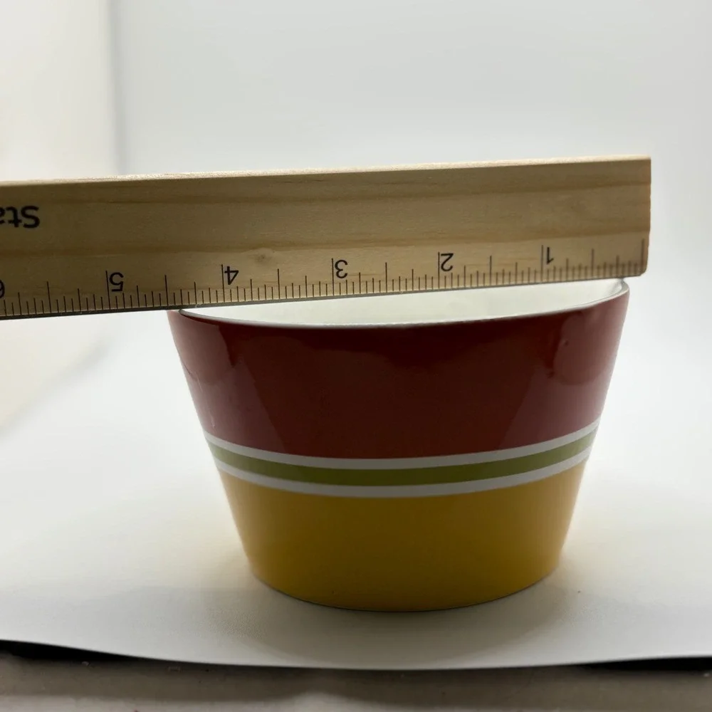 222 Fifth Cadiz Red‎ Yellow Stripes Fine China Small Bowl